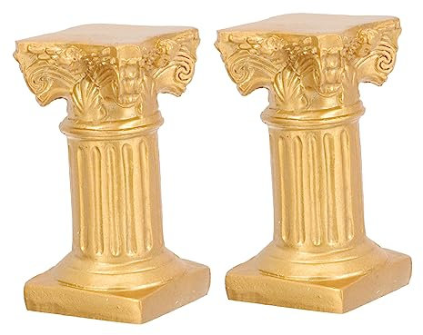 PRETYZOOM 2St RöMische SäUlen Kerzenhalter Gold, Tischdeko FüR Hochzeiten Und Partys, Mikrolandschaftsdekor Aus Kunstharz, 6.7x3.6x3.6cm, Sandtischdekorationen, Teelichthalter, Retro Heimdekoration