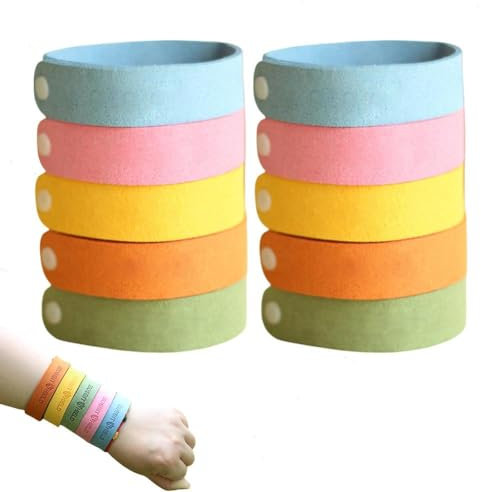Pulsera repelente de mosquitos, paquete de 10 pulseras repelentes de insectos sin DEET, segura para niños y adultos, pulsera repelente de insectos impermeable para interiores y exteriores,