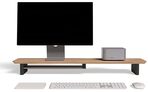 amesoba Ergonomischer Schreibtisch-Setup aus weißer Eiche, zweistöckig, moderner Monitorständer aus Holz und Arbeitsplatzerhöhung, Heimbüro und minimalistische Ästhetik (weiße Eiche, groß)