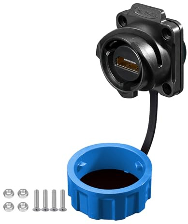 CNLINKO YM-24 HDMI Stecker, HDMI Einbausteckdose, IP68 Wasserdichter Stecker, Flanschbuchse für Audio- und Videoverbindungen, M24 Signalstecker (HDMI Buchse)