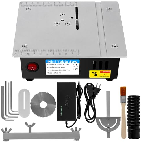 EagerMinds Mini Sega da Tavolo, 96W, Precisione Sega da Tavolo con Profondità di Taglio Regolabile 14MM per il Fai da Te Lavorazione del Legno di Taglio