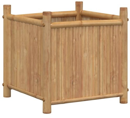 Hochbeet für Garten Veranda, Blumenkasten Pflanzkübel Pflanzkasten Kräuterbeet Anzuchtbeet Pflanzbeet 40x40x40 cm Bambus