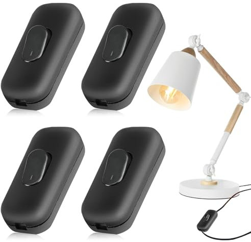 4 Piezas Interruptor De Paso Bipolar,Interruptor Lampara Mesita,Interruptor En Línea,Interruptor De Lámpara 2a,Interruptor Lampara Mesilla,Lámpara De Interruptor De Encendido/Apagado