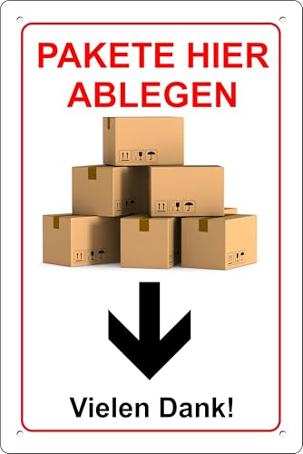 Pubblimania Pakete hier Ablegen aus Aluminiumverbundmetall 3 mm dick (Pakete Hier Ablegen, Cm 20x30)