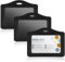Aeaocvo 3 Stücke Ausweishüllen, Schwarz Horizontal Ausweishalter, PU Leder ID Kartenhalter, ID Card Holder, Kartenschutz, Badge Holder, Kartenhülle für Ausweis, Work ID, Studentenausweis, Büro