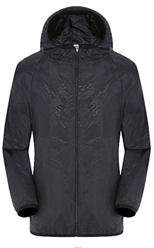 Hommes Extérieur Imperméable Veste de Pluie Fermeture éclair Respirante Doublée de Randonnée Manteau de Pluie Coupe-vent Veste à capuche homme Trench Sport Pliable Homme