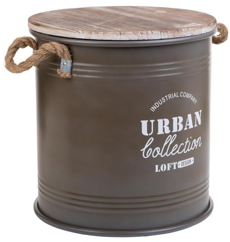 Alexandra House Living Aufbewahrungsbox mit Deckel, braun, Hanf, Metall, Tannenholz, 35 x 35 x 37 cm, mit runden Griffen