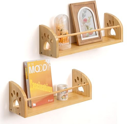 Gronda Kinder-Bücherregal aus Holz, schwebendes Bücherregal für die Wand, 2 Stück, Kinderzimmer, Wandmontage, Bücherregal, Kinderzimmer für Wanddekoration, Organizer, Aufbewahrung, kleines Hängeregal