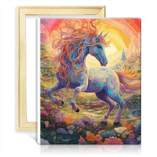 LiHEQING Canvas Oil Painting Kit Magic Unicorn DIY Digital Oil Painting Kits on Canvas Picture for Home Decor NO Frame(60x75cm)