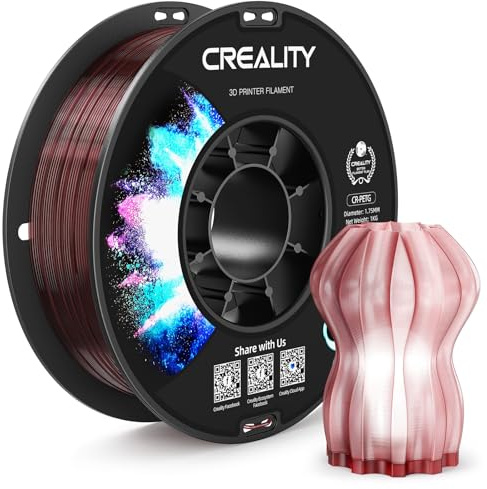 CREALITY PETG-Filament, 1,75 mm, 3D-Drucker-Filament, 1 kg, sauber gewickelte Spule, Maßgenauigkeit ± 0,03 mm, passend für Ender, Bambu Lab, Anycubic, ELEGOO FDM-Drucker, transparent, Weinrot