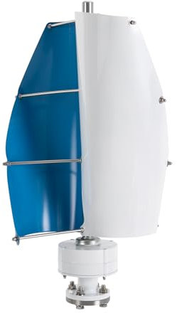 Windkraftanlage, 100W IP67 Vertikale Windrad Stromerzeugung mit Controller, Aluminiumlegierung Windenergie für Zuhause Boote, Pavillons, Hütten Oder Mobile Häuser (Weiß und Blau 24V)