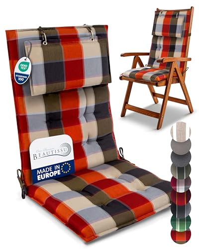 Beautissu 3er Set Premium Hochlehner Auflage Kopfpolster rutschfest Stoff