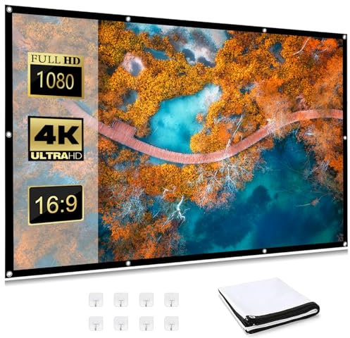 WRSION 100 inch Projector Screen 16:9 HD 4K | Milk Silk Fabric with High Density for Enhanced Clarity, Foldable Wrinkle-Free Design for Home Cinema & Conference Rooms