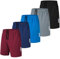 kuzwufs Herren Jogginghose Kurze Lauf Sport Shorts Polyester Training Fußball Hose 5er Pack Kurze Dry Fit Gym Basketball Shorts Schwarz/Grau/Navy/Blau/Rot-M