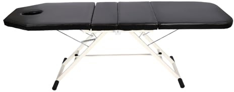 Professional Spa Massage Chair, 3-Section Folding, Steel Frame, Ergonomic Design, Portable & Compact, Modern Black Finish, Ideal for Beauty Salons & Therapists