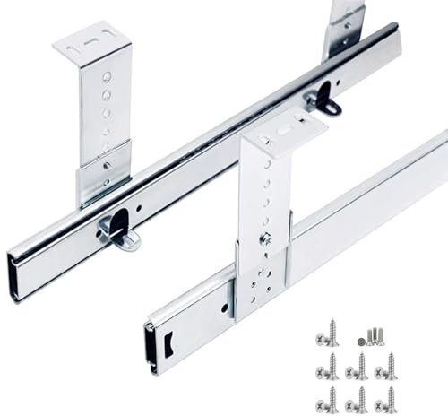 1-Pair Heavy Duty Metal Runners Slides 50kg Load - with Ball Bearing and Height Adjustable, for Drawer/Keyboard Shelf/Bookshelves/Piano, Under Desk Keyboard Tray Sliding Rails