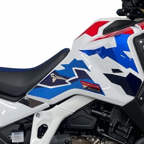 labelbike - Adesivi 3D Moto Serbatoio Decorazioni e Protezioni Laterali in Resina compatibili con Honda Africa Twin ADV 2025 - Colore Blu Carbonio Rosso