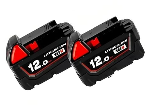 12000mAh outil électrique tondeuse à gazon remplacement batterie au Lithium 18V. Compatible avec Milwaukee M18 XC 48-11-1860 48-11-1850 48-11-1840 48-11-1820(2PCS 12000mAh)