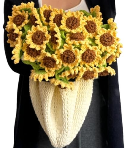 WEITING Coperta A Mazzetto Di Fiori | Coperta Floreale Uncinetto Fatto A Mano,Coperta A Girasole All'Uncinetto Per Casa E Viaggi Set Artigianale