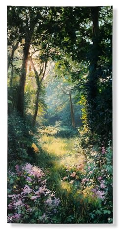 Türabdeckung mit ruhigem Wald, üppiges Waldweg-Design für Frühling und Sommer, Natur-Thema, für drinnen und draußen, Eingangsbanner 91,4 x 183,9 cm