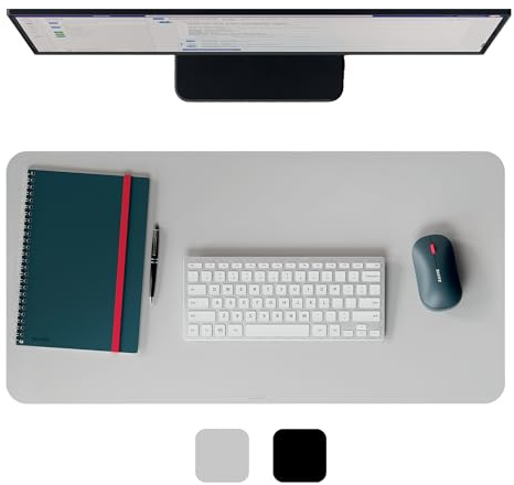 Leitz Large 70x36cm Light Grey Recycled Leather Desk Mat | Non-Slip Mat, Premium Writing Pad, Keyboard & Mouse Mat, Laptop Desk Protector for Office & Home, Blotter, Eco-Friendly