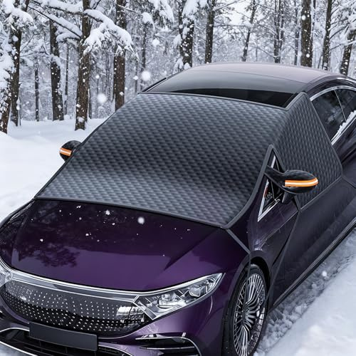 Frontscheibenabdeckung Scheibenabdeckung Auto Winter, mit 9 Magneten 6 Riemen 6 Haken Autoabdeckung für SUV/PKW Windschutzscheibenabdeckung Frontscheibenabdeckung, Frostschutz Auto Frontscheibe Eis UV