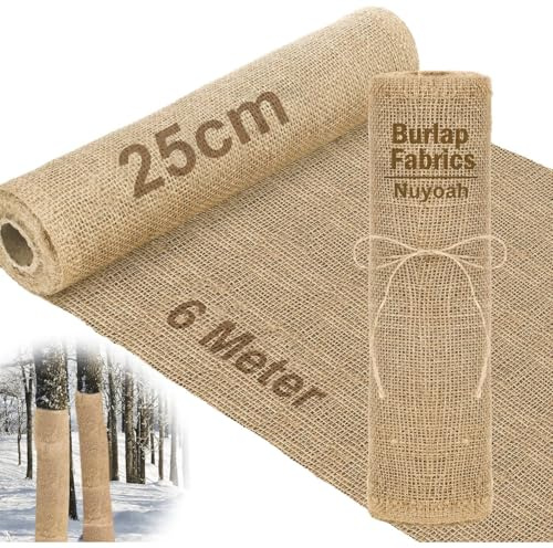 Nuyoah Jute Pflanzenschutz Winter 25cmx6m Baum Winterschutz Pflanzen Winterschutz Wickelstreife Natürliche Juteband Frostschutz Pflanzen Draußen Schützt Baumstämme vor Frost und Schädlingen