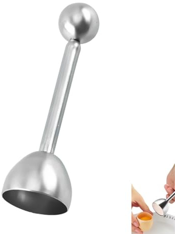 Abridor de Huevos Acero Inoxidable con Resorte, Cortador Cáscara Preciso para Huevos Hervidos, Blandos o Crudos, Herramienta para Abrir Reutilizable para Desayunos, Repostería y Gourmet