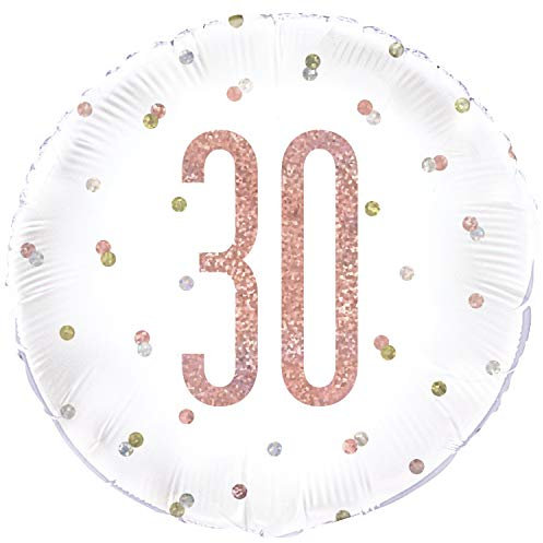 Dazzling Rose Gold 30th Birthday Glitz Round Foil Balloon (45cm) - Perfect for Birthday, Annivesaries & Memorable Celebrations - 1 Pc
