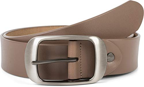 styleBREAKER Unisex Leder Gürtel Unifarben mit glänzender Oberfläche und gebürsteter Schnalle, kürzbar 03010104, Größe:100cm, Farbe:Taupe