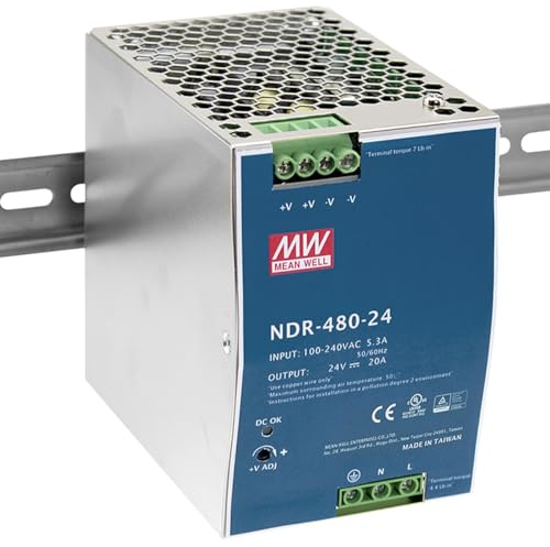 WITTKOWARE NDR-480-48 Industrie-Hutschienen-Netzteil 48VDC 10A 480W | einstellbares DIN-Schienen Schaltnetzteil für Schaltschrank & Automation