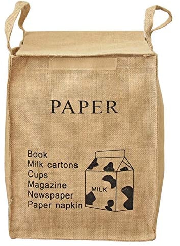 Jute Weave Recycling Bag Waste Bin Bags Basket for Home Kitchen Office - Natural Style Recycle Garbage Trash Sorting Bins Organizer Baskets Recycling Container