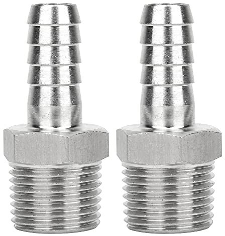 Oumefar 1 / 2in Accouplement Rapide barbillon Filetage mâle connecteur raccord de Tuyau raccord de Tuyau de Jardin Tuyau connecteur de couplage Rapide connecteur en Acier Inoxydable(BSPT1/2 8mm)