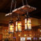COCOL Retro Hängelampe Industrielle Antike Pendellampe 3 E27 Schmiedeeisen Holz Pendelleuchte Höhenverstellbare Glas Lampenschirm Wohnzimmer Schlafzimmer Esstisch Beleuchtung Kronleuchter Deckenlampe