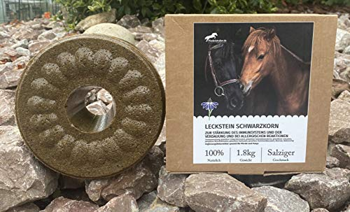 Pferdelutscher Leckstein Schwarzkorn - speziell für Pferde und Ponys - 1,8kg (1kg/14,39€)