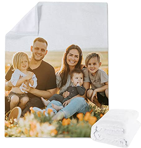 Lehaha personalisierte Decke mit Foto Selbst Gestalten Flanell Decke,Flauschige Extra Weich Wohndecke Flanell Couchdecke,Geburtstag Hochzeit Geschenk für Erwachsenes Baby Haustier,(80x120cm)