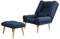 Grekpol Liegesessel mit Fußhocker, Rückenlehne 5-stufig einstellbar, Sessel B75 x H100 x T65/130 cm, Hocker B65 x H25 x T42 cm, blaucobalt