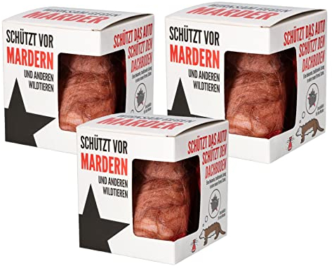KOTARBAU® 3 x Ahuyentador de Martas, Comadrejas y Mustélidos, Disuasivo para animales, Disuasivo natural de pelo de los perros, Protección contra animales para coche o casa, Repelente de depredadores