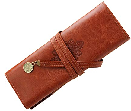 Étui à Crayons en Cuir Vintage et Rétro - Sac à Stylos