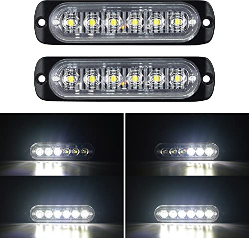 Willpower 2pcs 6LED Feu Stroboscopique Urgent Blanc Feux de Gabarit Latéraux Voiture 12V 24V Barre Lumineuse LED Balise Clignotante de Sécurité pour Remorque Utilitaire Bateau Tracteur Véhicule