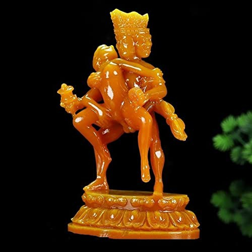 JYCCH Buddha-Statue Yab-Yum-Statue aus feldgelben Steinschnitzereien, Feng-Shui-Handwerksornamente, buddhistische Skulpturdekoration, Tantra-Nepal-Statue zum Sammeln, Bild