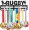 SUPERDANT Rugby Medaillen Aufhänger Schwarz 60+ Wettkampf Medaillenhalter Rahmen Eisen Medaillenhaken Für Wettkampf Medaillenhalter Display Wandbehang Athletengeschenk 40x15 cm
