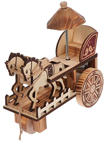 Toyvian 1 Stück Holz Kutsche Modell Chritmas Puzzles Vintage Puzzle Mechaniker Geschenk Holz Spieluhr Holz Spieluhr Dekorative Spieluhr Pferdekutsche Spielzeug Retro Musik Kutsche Gharry