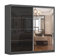 Kleiderschrank M31 mit Spiegel 233 cm, Schwebetürenschrank, Garderobeschrank Schlafzimmer; Wohnzimmerschrank; Korpus Schrank Farbe: Graphit; Farbe der Schrankfront: Schwarz Hochglanz- 2 Schiebetüren