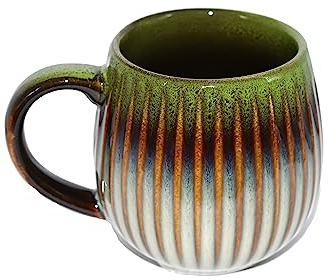 Saumo 480ml Hochwertige Handgefertigte Kaffeetasse aus Porzellan - Kaffee & Tee Tasse in Modern Vintage Design - große Kaffeebecher mit großem Henkel LFGB Zertifiziert
