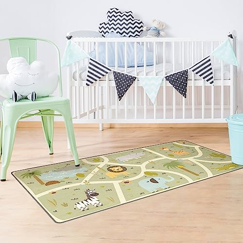 Bilderwelten Kinderteppich Safari - Die große Vielfalt der Tiere Rutschfester Spielteppich Kinderzimmer Teppich 40x80 cm
