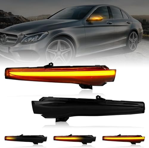 POPMOTORZ LED Spiegelblinker, 2 Stücke LED Seitenblinker mit Canbus Fehlerfrei 60 LEDs 2835 SMD für Mercede-s Benz C-CLASS W205 S-CLASS W222 S-CLASS W217 E-CLASS