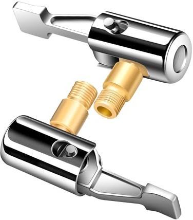 EVOULTES Lot de 2 adaptateurs de tuyau de gonflage de pneus verrouillables en métal avec filetage de valve de pneu standard, sans fuite, buse de gonflage de pneu portable pour pompe à pneu/compresseur