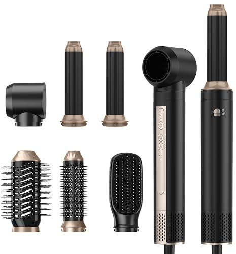 6 in 1 Warmluftbürste Haarstyler 110000 RPM Hair Dryer Brush Air Styler Set, Ionen Haartrockner mit Föhn, Links Rechts Lockenstab, Rundbürstenföhn, Stylingbürsten,Air Styler Thermal Brush, Glättbürste