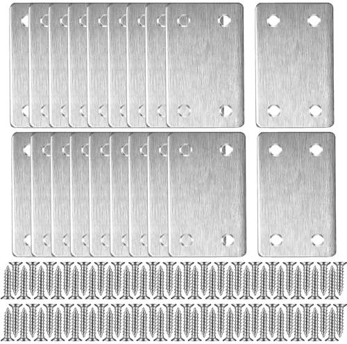 20PACK 60*38MM Mending Plates,Stainless Steel Flat Plate Bracket, Metal Flat Straight Connecting Mending Plates for Repairing ,Fixing, Mending with 80 Screws